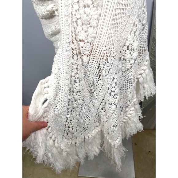 JUST BEE QUEEN White Lace Bali Tassel Fringe Asymmetrical Mini Skirt Sz XS - Picture 7 of 10